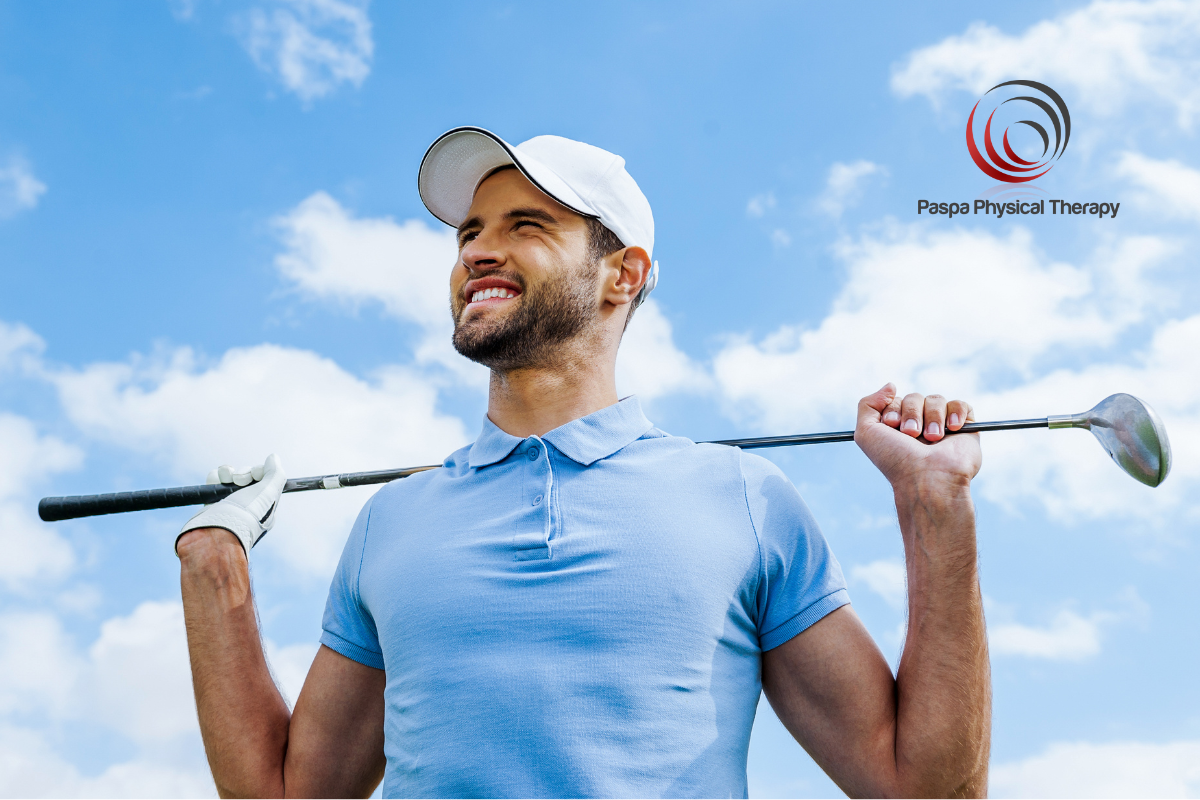 A man stretching before playing a round of golf.