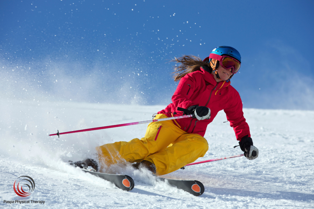 A woman skiing after preparing herself for the ski season in New York.