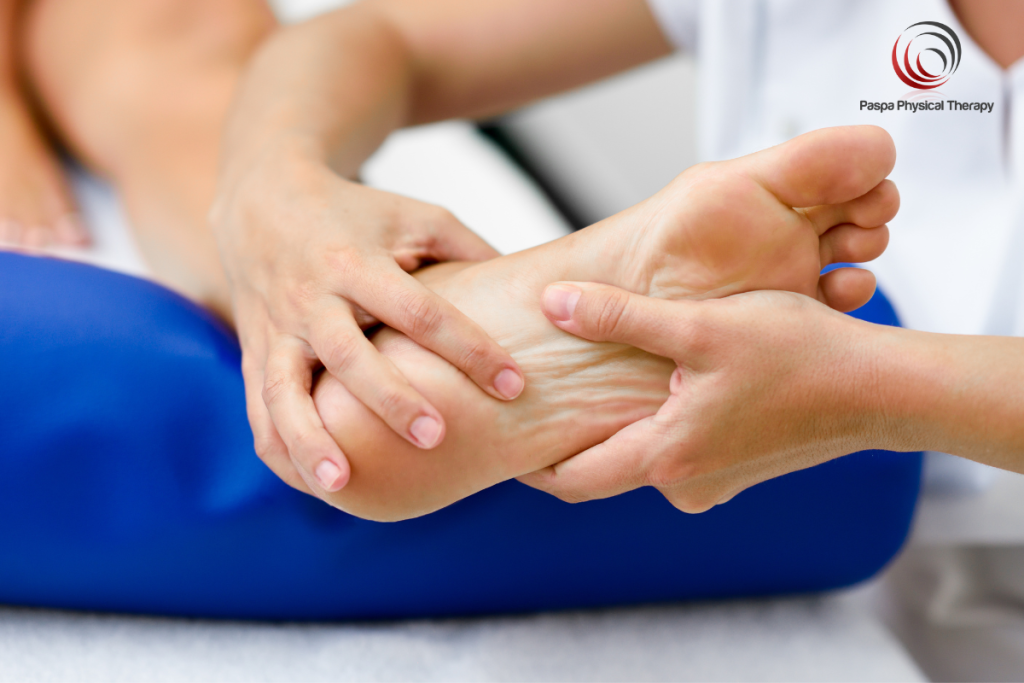 Physical therapy being done on stress foot fracture.