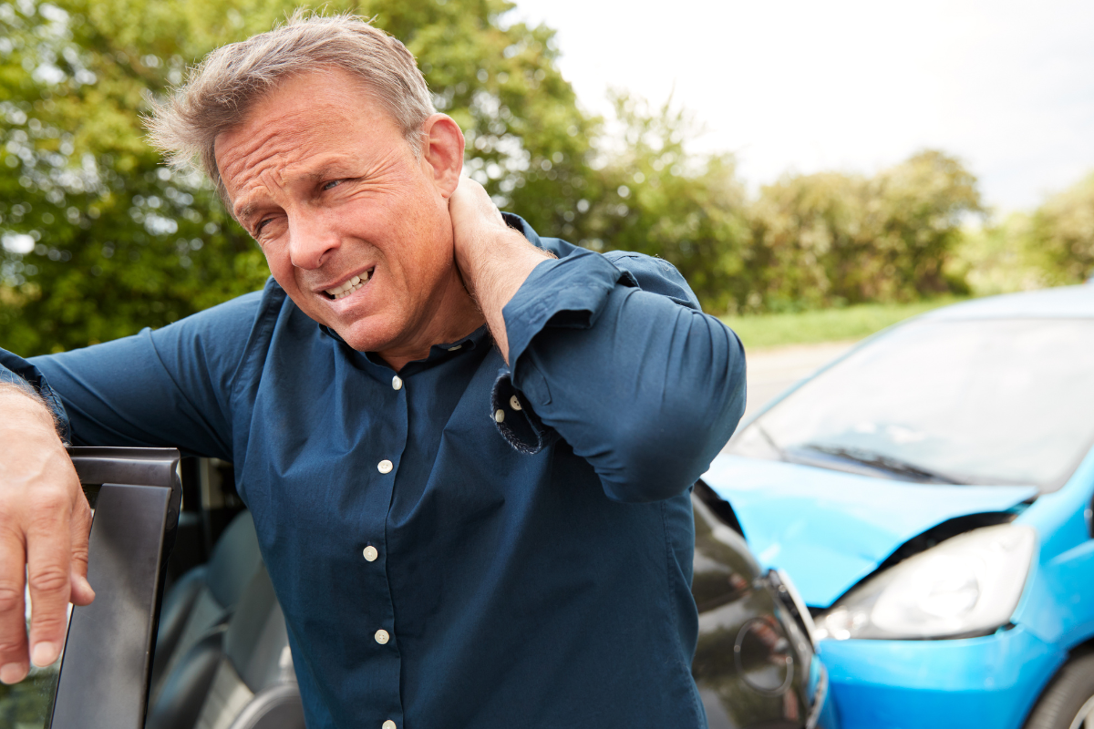 A man needing physical therapy after a car accident.
