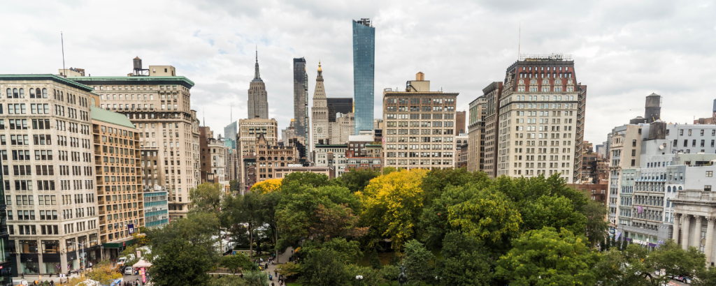 Union Square, New York skyline.