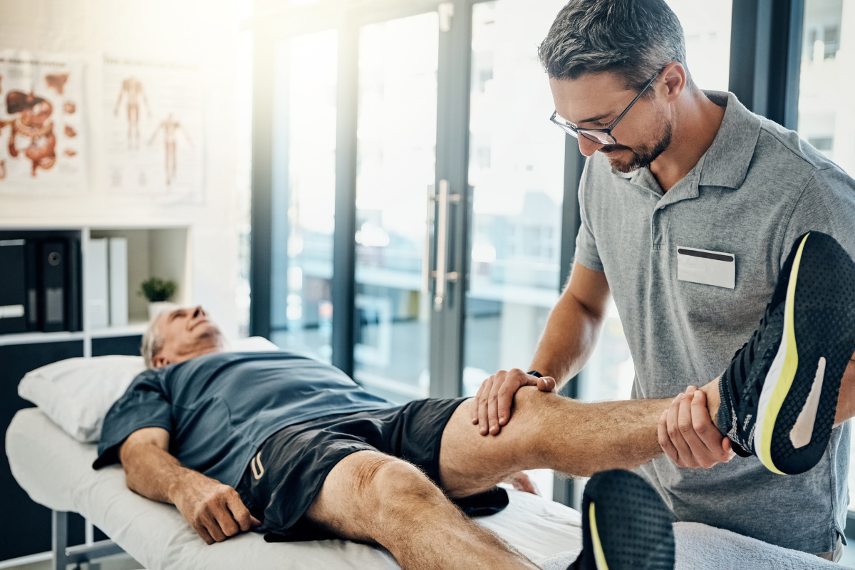 A man getting physical therapy in Manhattan before his surgery.